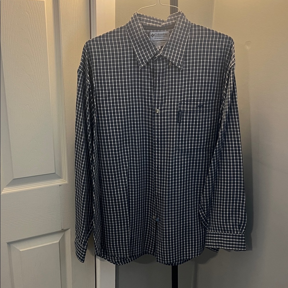 Columbia Dark Blue Plaid Shirt